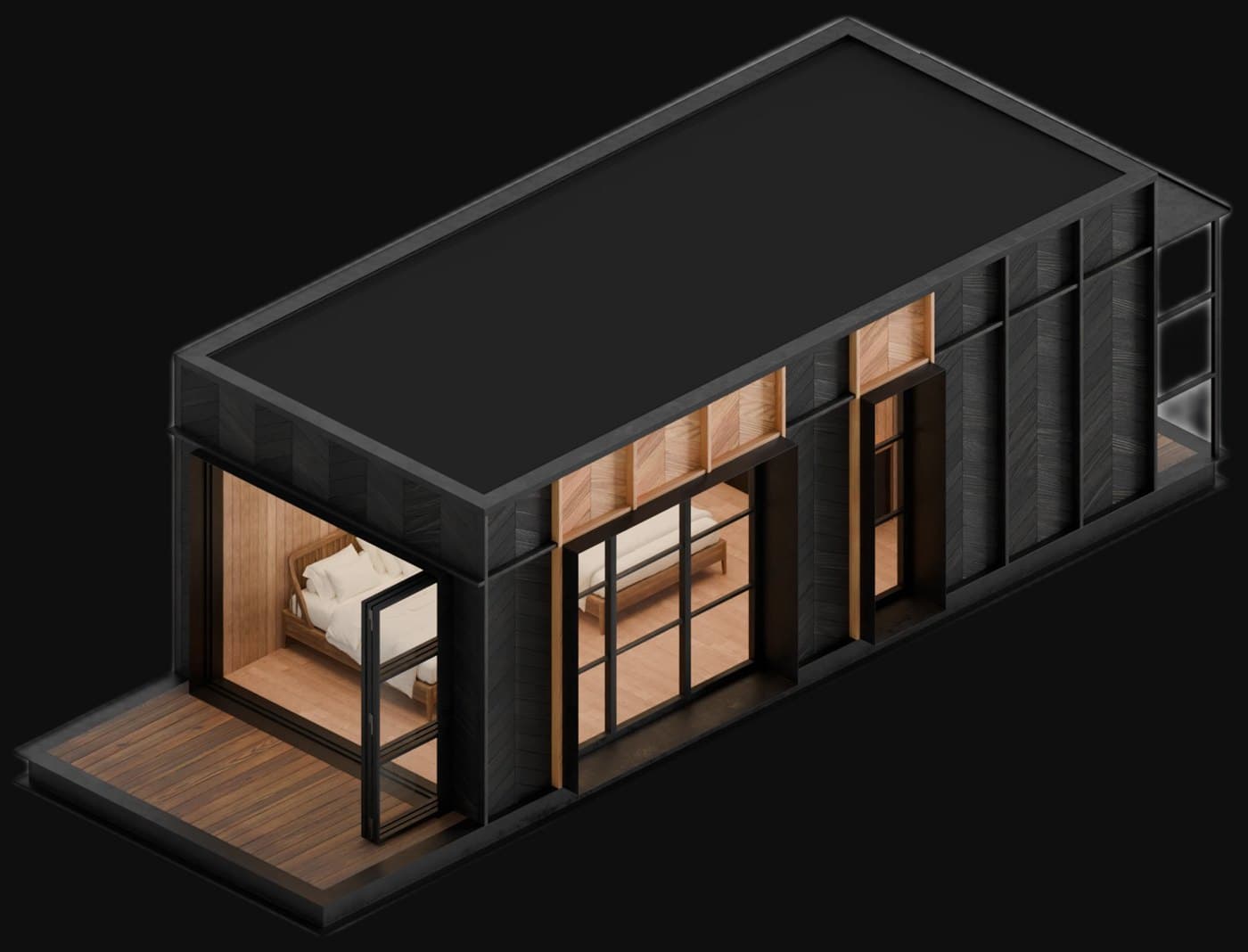 The S3 unit, a black-clad ELMNTL cabin